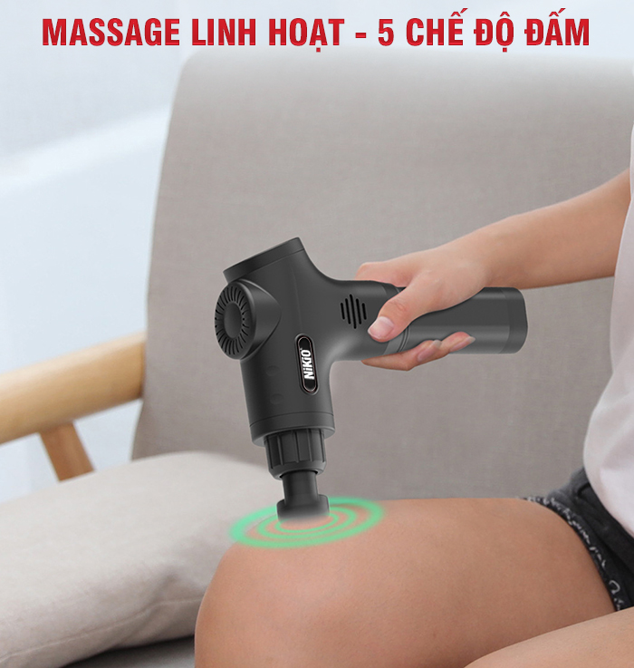 Súng massage cầm tay 5 chế độ đấm Nikio NK-170B - Đỏ / Nhật Bản