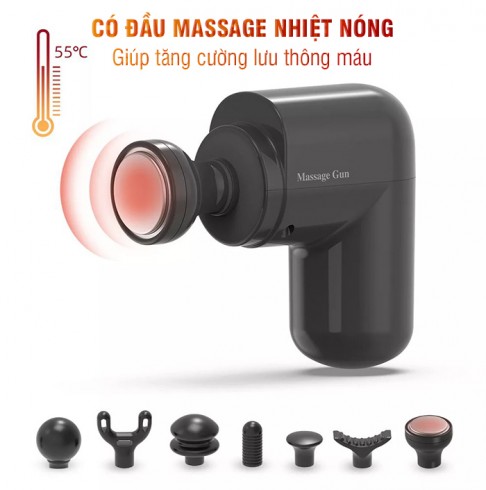 Súng massage cầm tay mini pin sạc Puli PL-658 - có đầu nóng