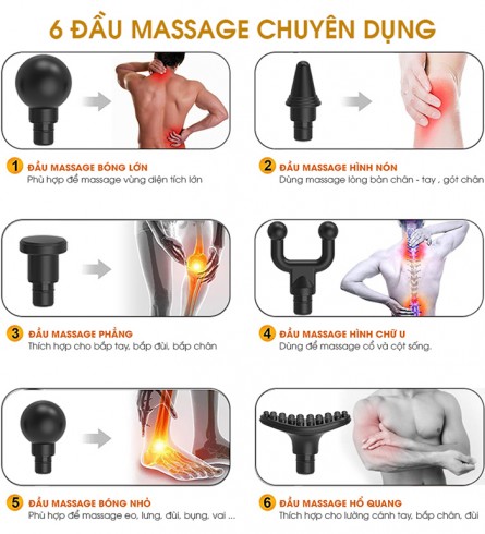Súng massage cầm tay Hàn Quốc Puli PL-660DC1 - 6 đầu