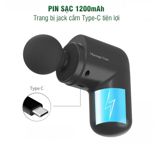Súng massage cầm tay mini pin sạc Puli PL-658 - có đầu nóng