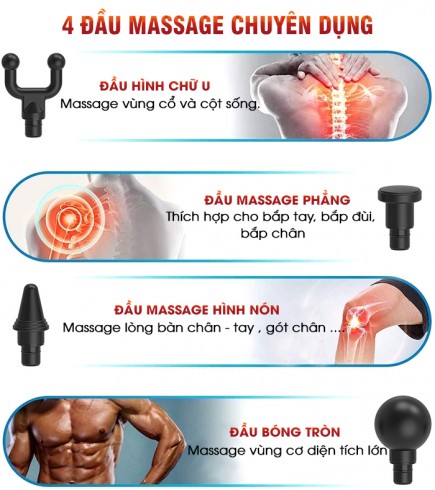 Súng massage gun điều trị đau nhức cơ bắp Nikio NK-170A - Đỏ