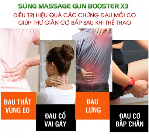 Súng massage cầm tay cơ bắp pin sạc 6 đầu Booster X3 - Màu Xanh