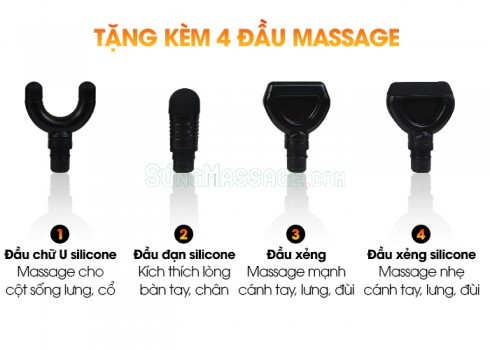 Súng massage giãn cơ mini nhiệt nóng Booster V3 - 4 đầu matxa