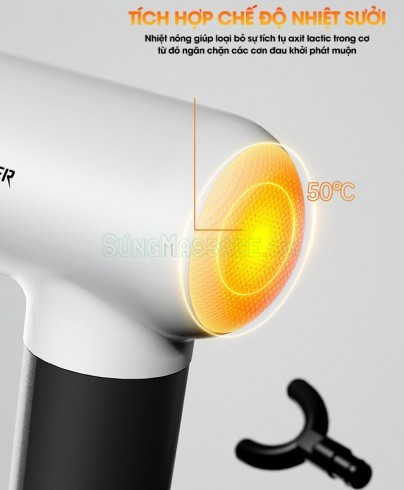 Súng massage giãn cơ mini nhiệt nóng Booster V3 - 4 đầu matxa