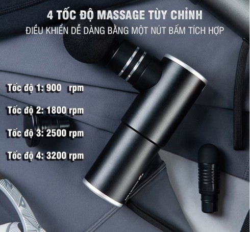 Súng massage cầm tay Booster MINI 2 - Cảm biến AI - Màu đen